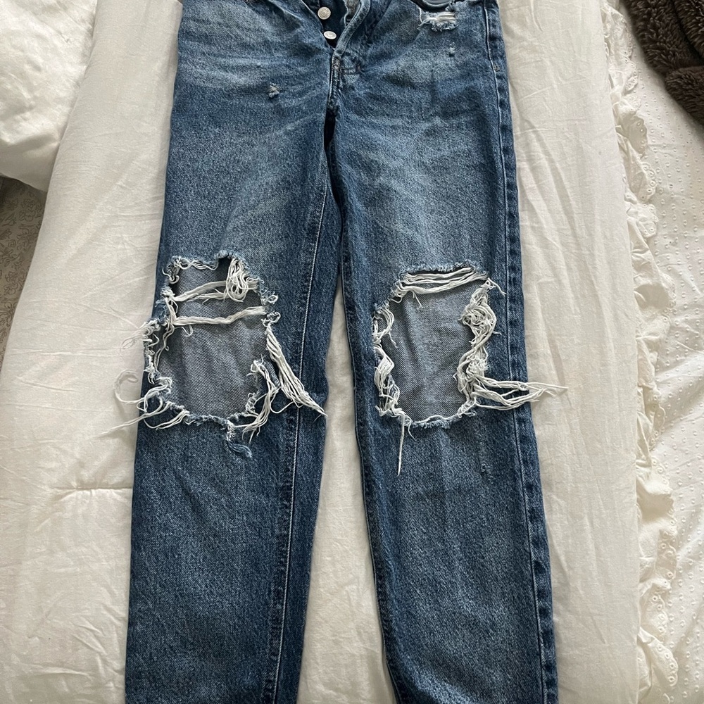 PacSun Blue Denim Jeans with Tan Stitching